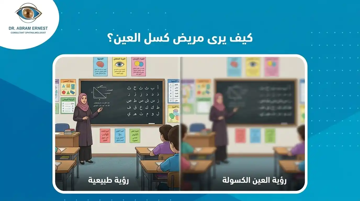 كيف يرى مريض كسل العين